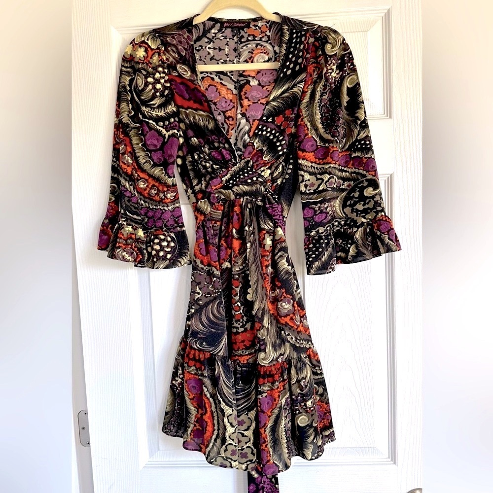 NWT Y2K ICONIC BETSEY JOHNSON MULTI PRINT BAMBI MINI DRESS
